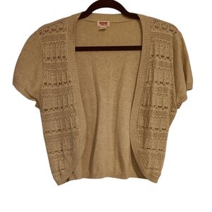 Mossimo Tan Crochet Crop Top Light Sweater Sz L